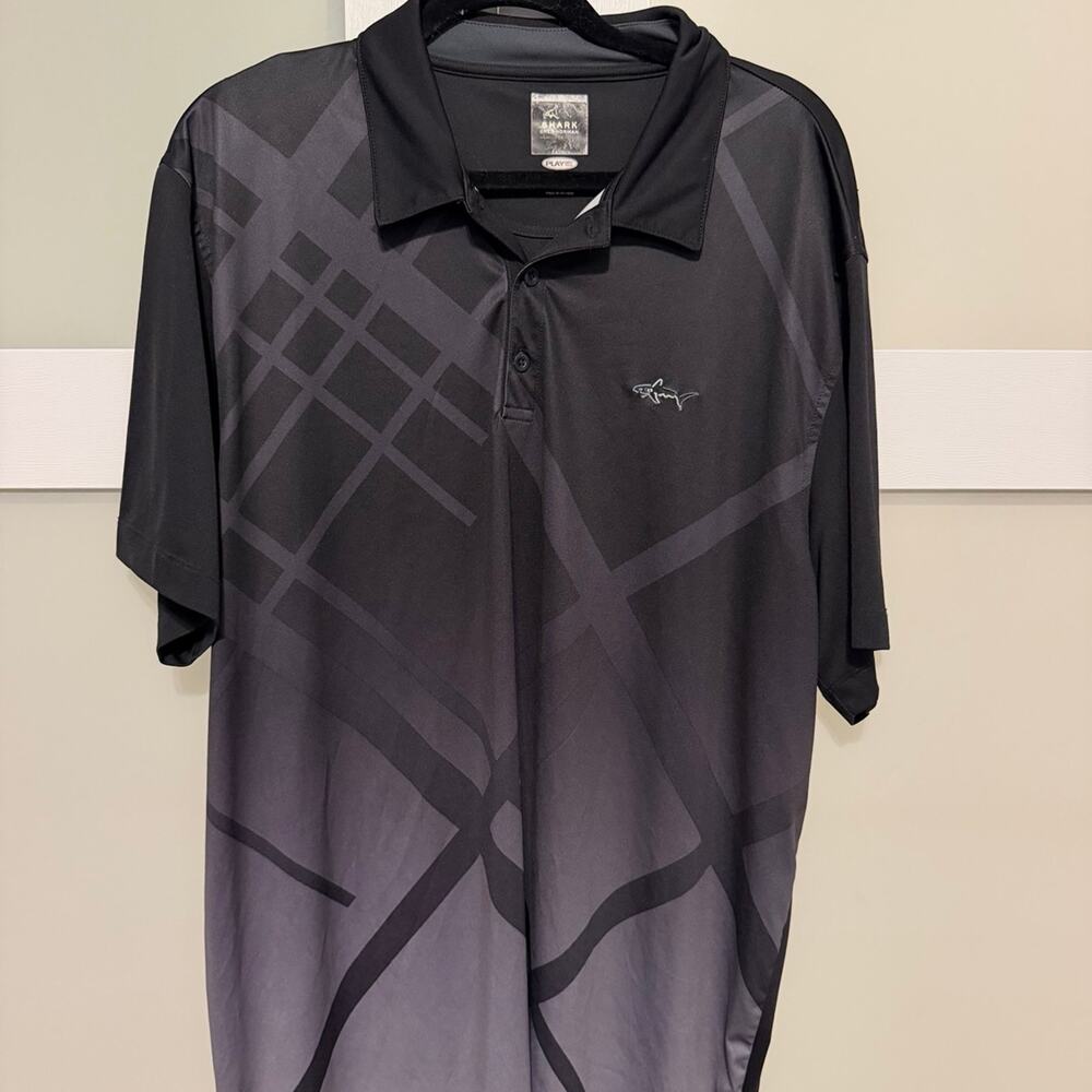 Greg Norman Shark Men’s XXL Black Gray Performance Polo Golf Shirt Play Dry